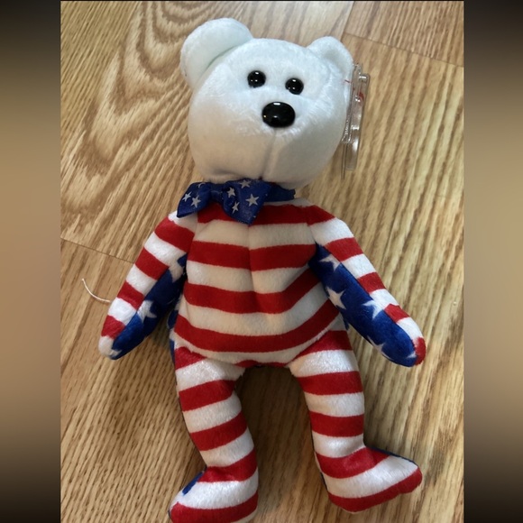 TY Beanie Baby LIBERTY the Bear Plush (White Head Version) (8.5 inch) - Picture 3 of 4